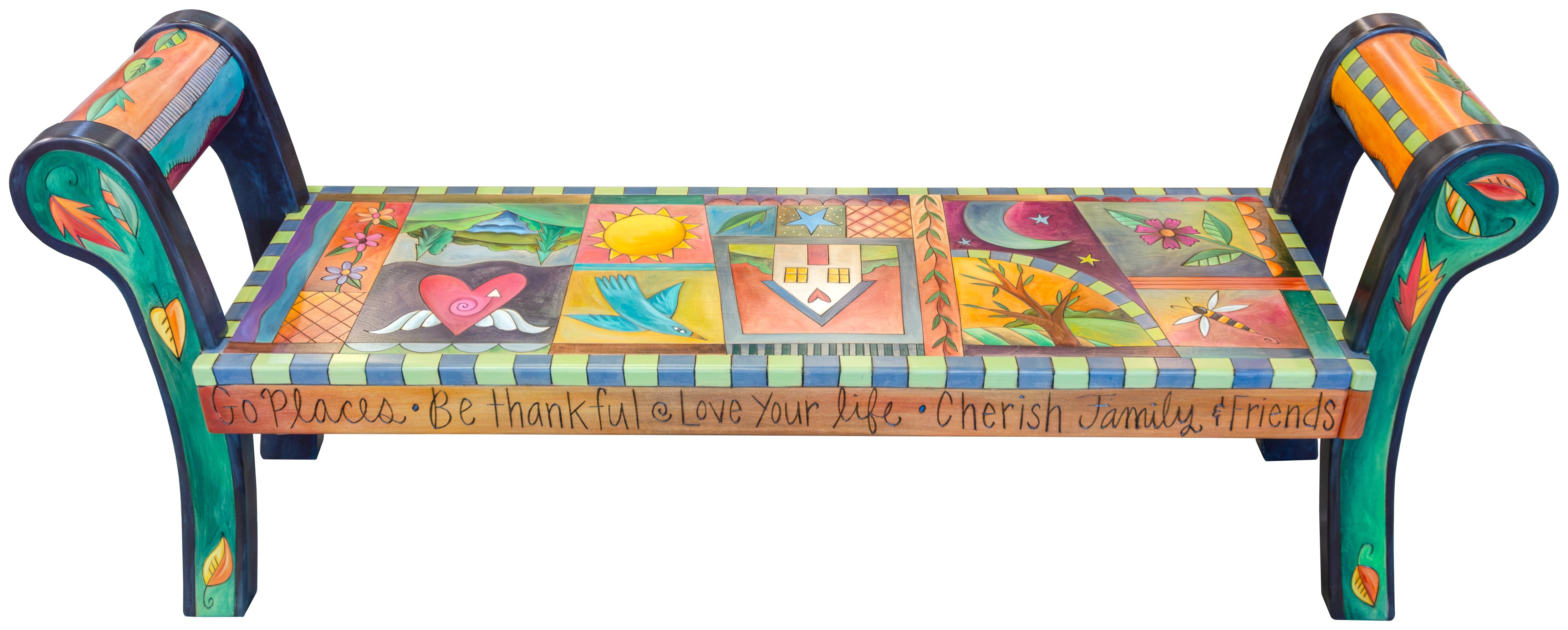 Rolled Arm Bench | Crazy Quilt