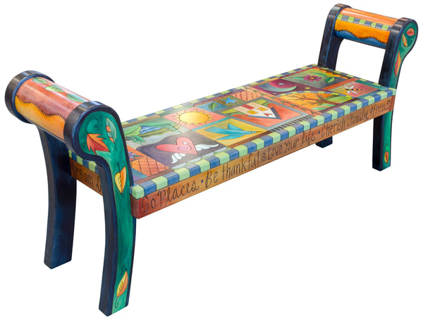 Rolled Arm Bench | Crazy Quilt