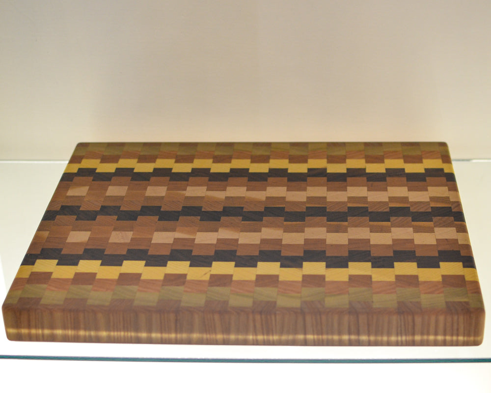 Large checkered wood cutting board