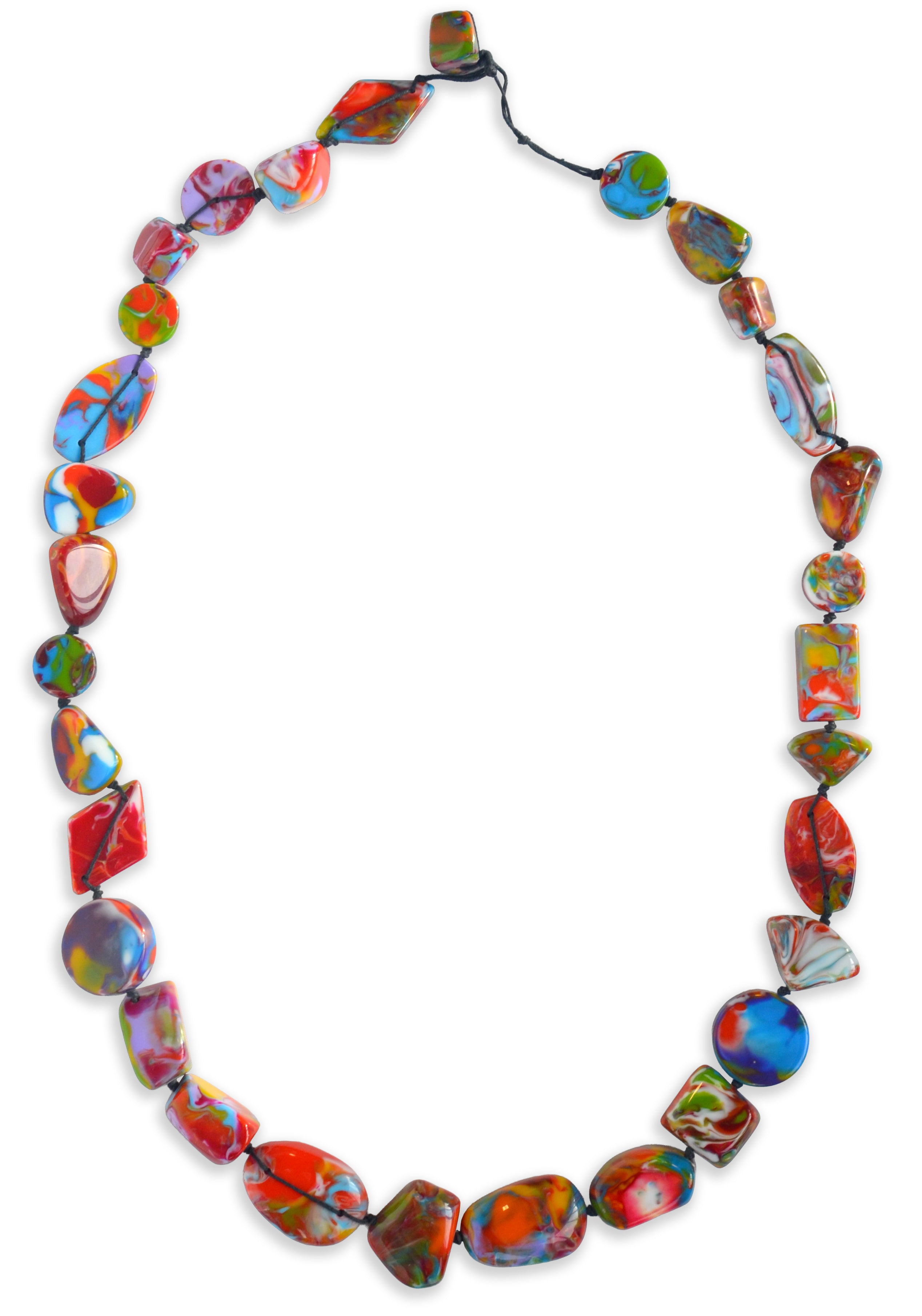Long Mixed Bead Resin Necklace