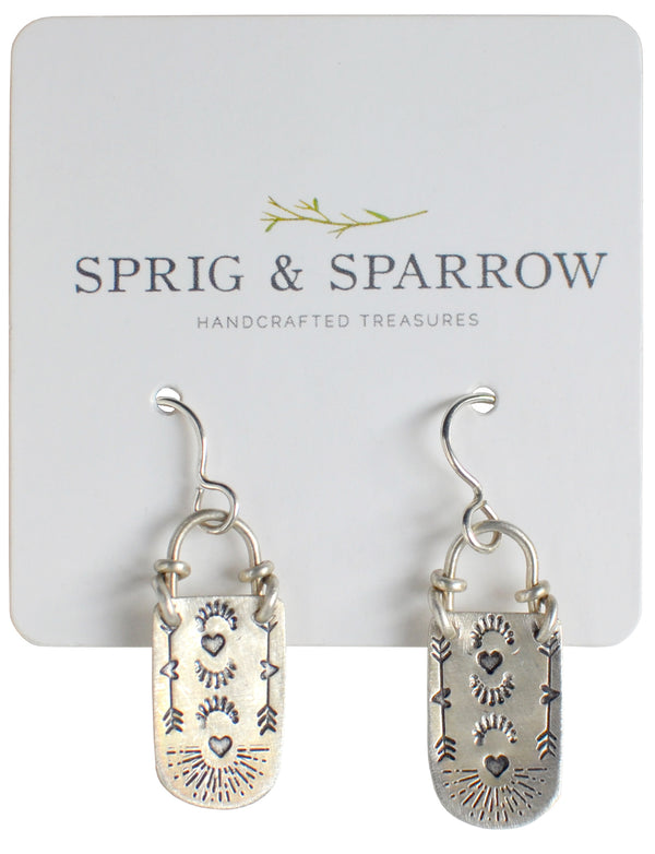 Dangly Silver Earrings | Hearts and Arrows