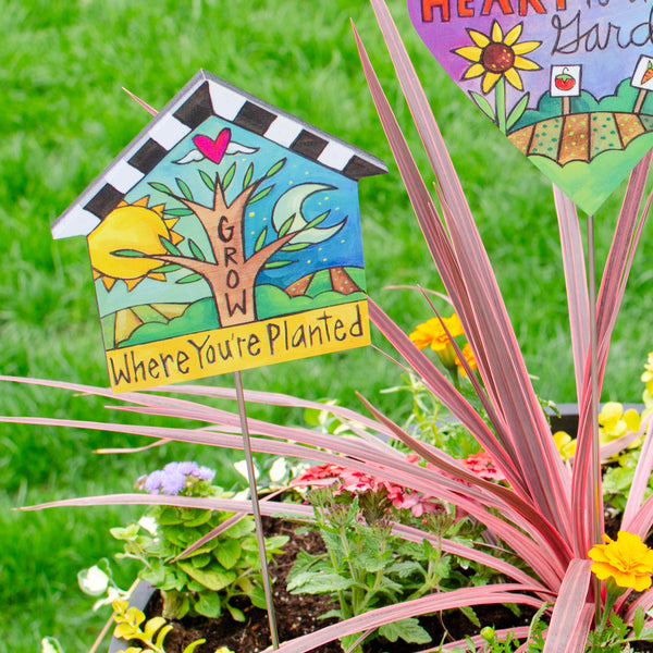 Decorative Garden Stake Set | "Grow"
