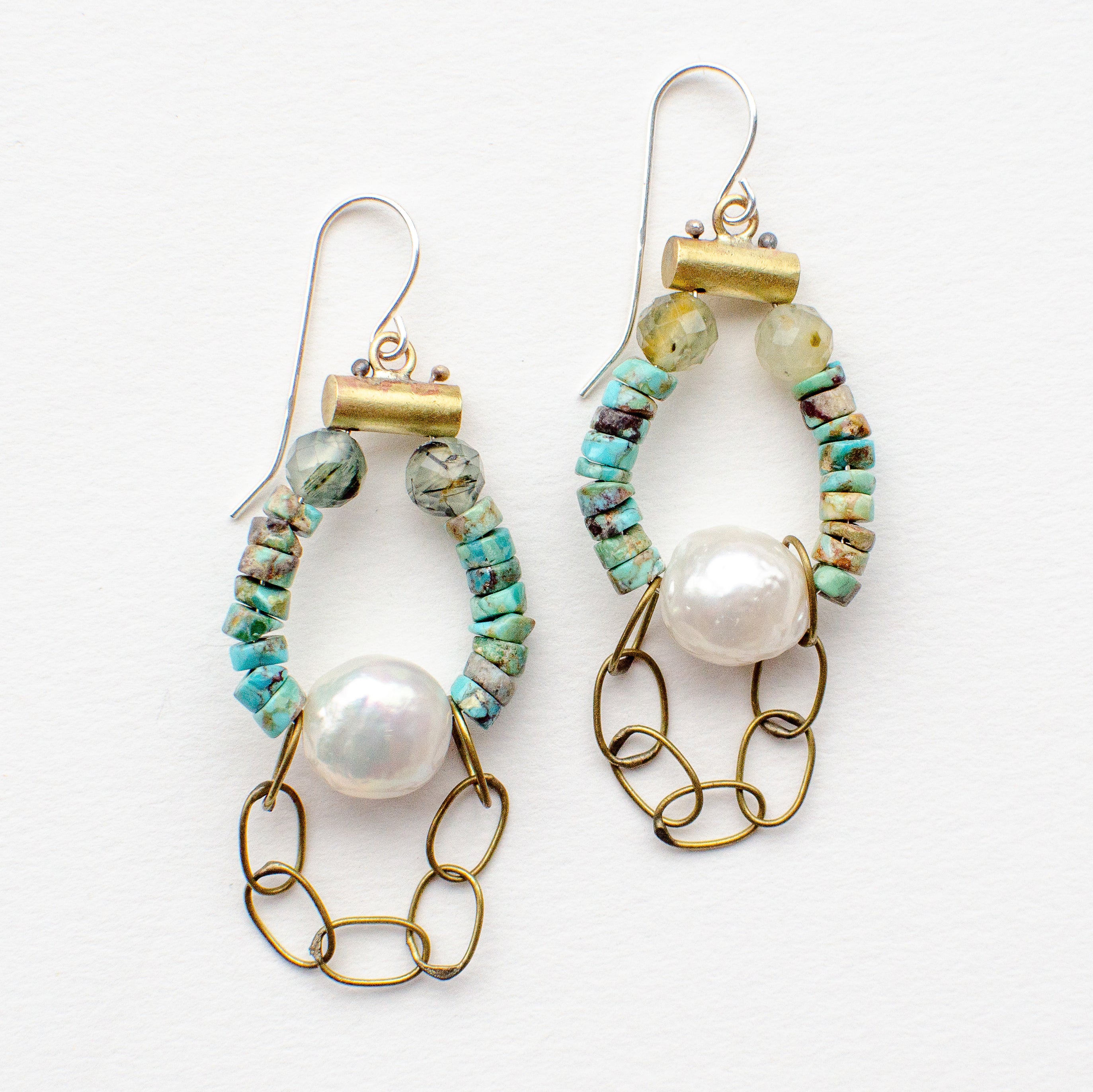 Dangly Earrings | Turquoise & Pearl