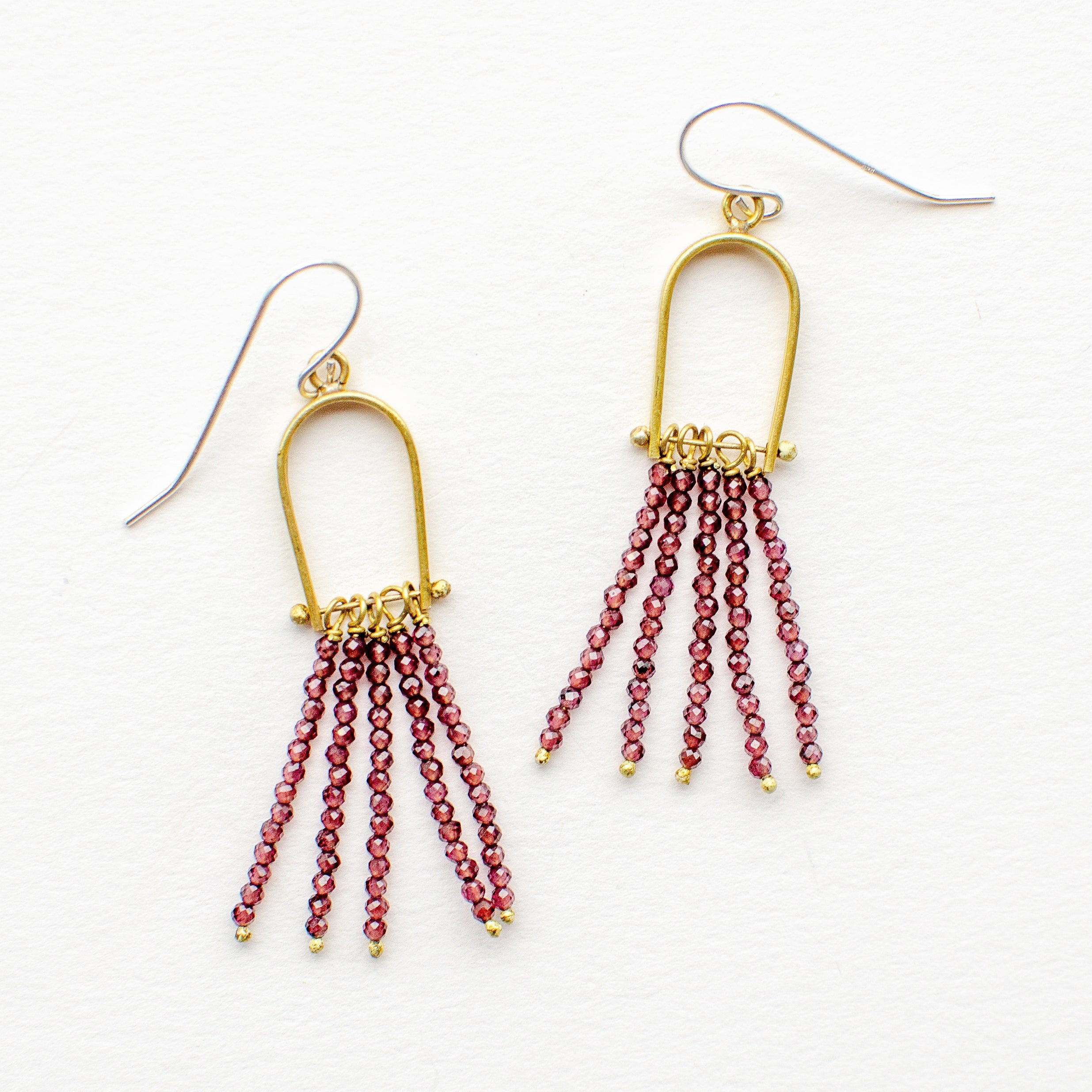 Fringe Dangly Earrings | Garnet