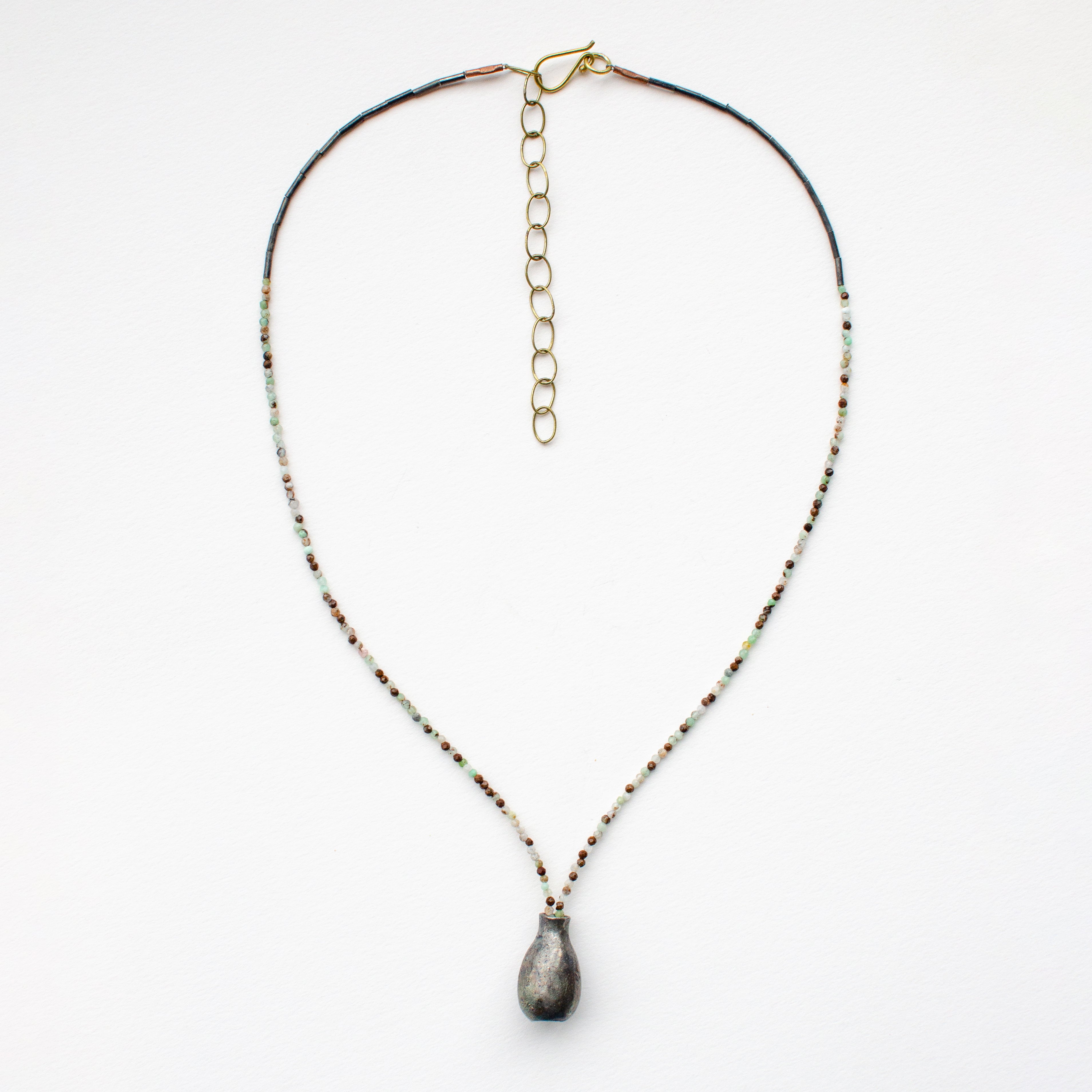 Beaded Pendant Necklace | Silver & Turquoise