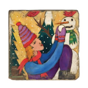 Christmas Marble Trivet | Snowman