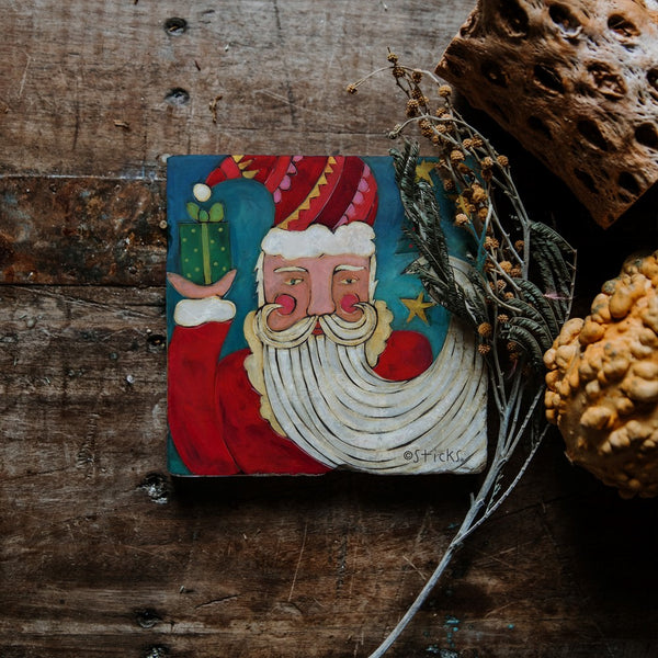 Christmas Marble Trivet | Santa