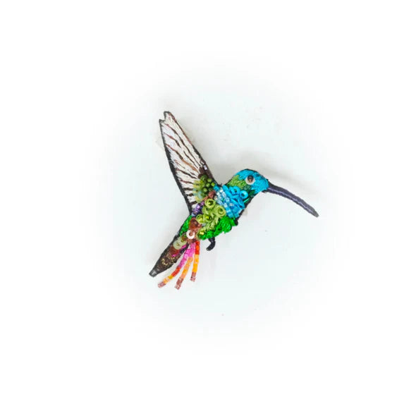 Emerald Chin Hummingbird Brooch Pin