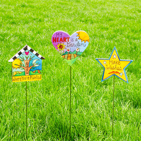 Decorative Garden Stake Set | "Grow"