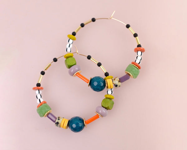 Abacus Beaded Hoops