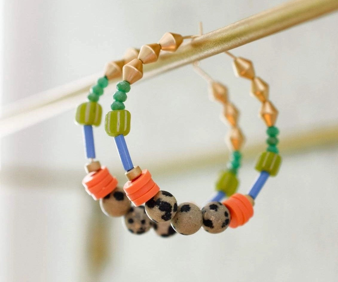 Dalmatian Beaded Hoops