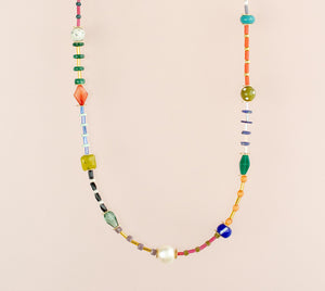 Set of colorful vibrant beaded hoop earrings