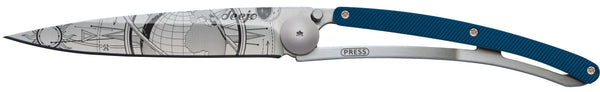 Pocket Knife | Blue Aluminum + Globe Trotter
