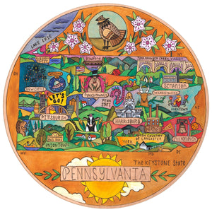 "Quaker State" Lazy Susan – "The Keystone State" lazy susan featuring the vast landscape, wildlife and historic landmarks of Pennsylvania.