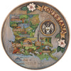 Louisiana map design on a wood lazy susan