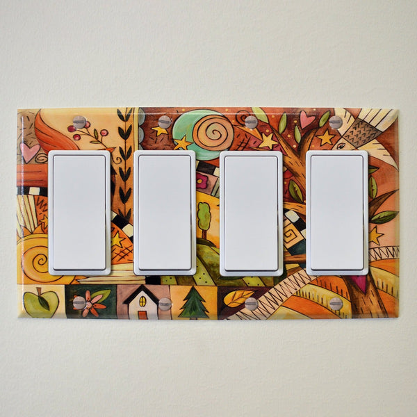 Quad Light Switch Plate - "Blissful Feelings"