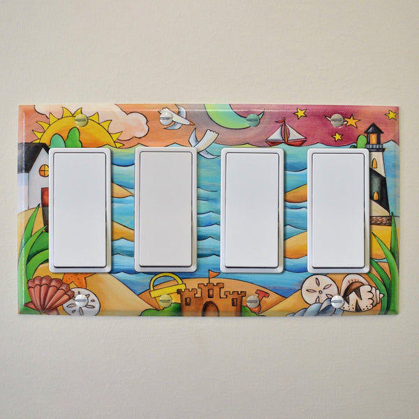 Quad Light Switch Plate – "Buzz’s Beach"