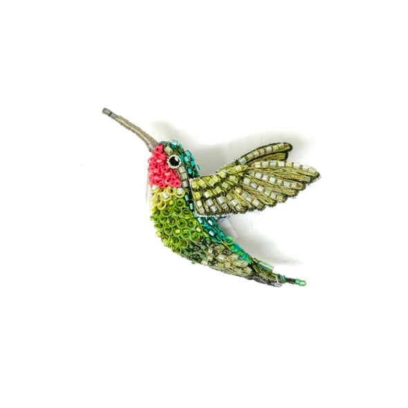 Ruby Throated Hummingbird Brooch Pin