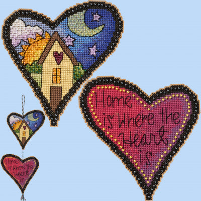 "Home" Cross Stitch Kit Hanging Heart