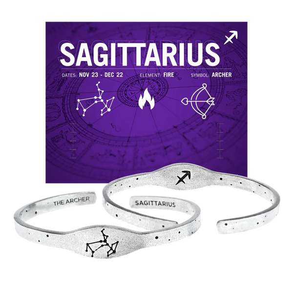 Zodiac Sign Metal Cuff Bracelet [Assorted]