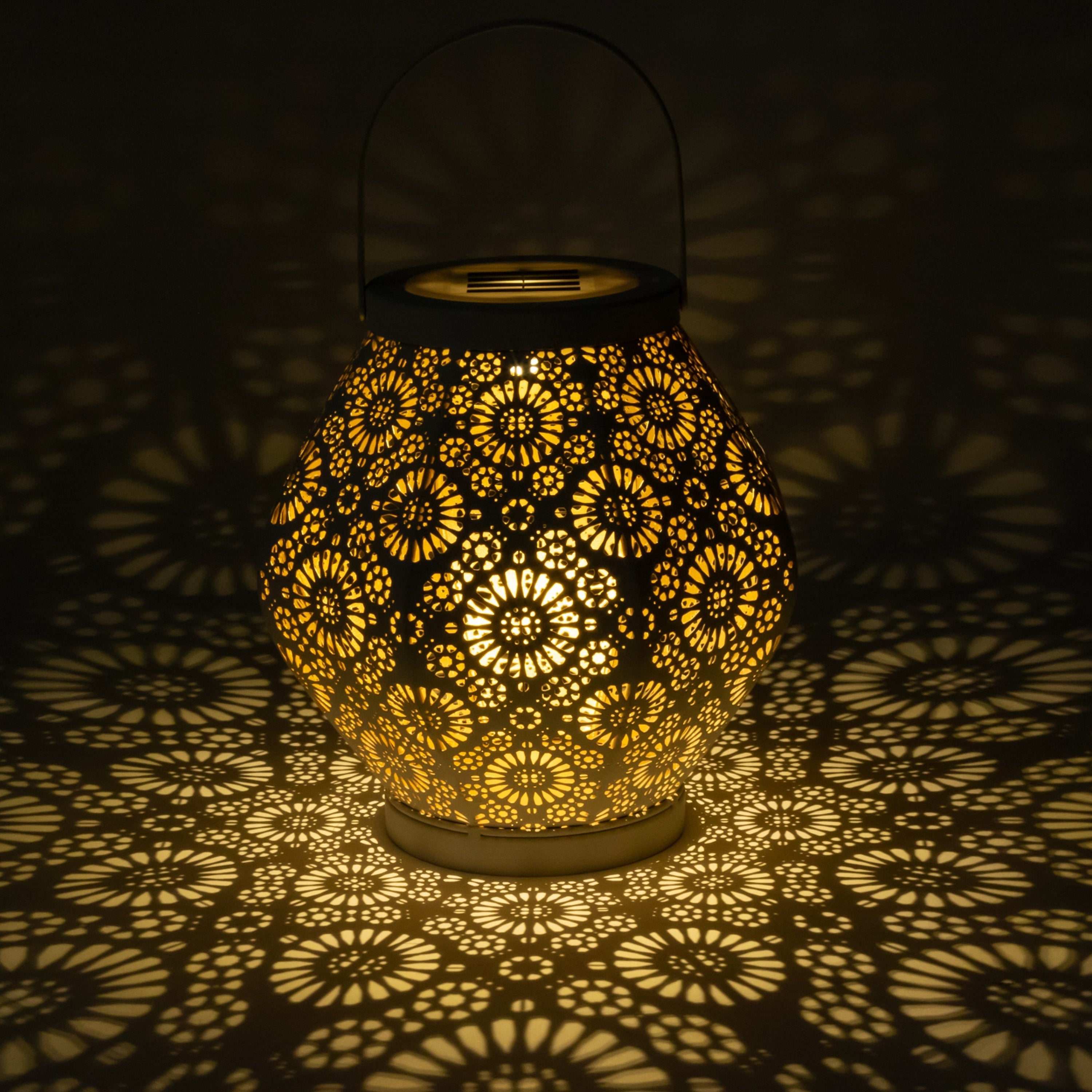 Daisy Punched Metal Solar Lantern