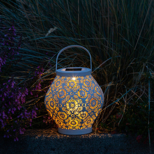Daisy Punched Metal Solar Lantern