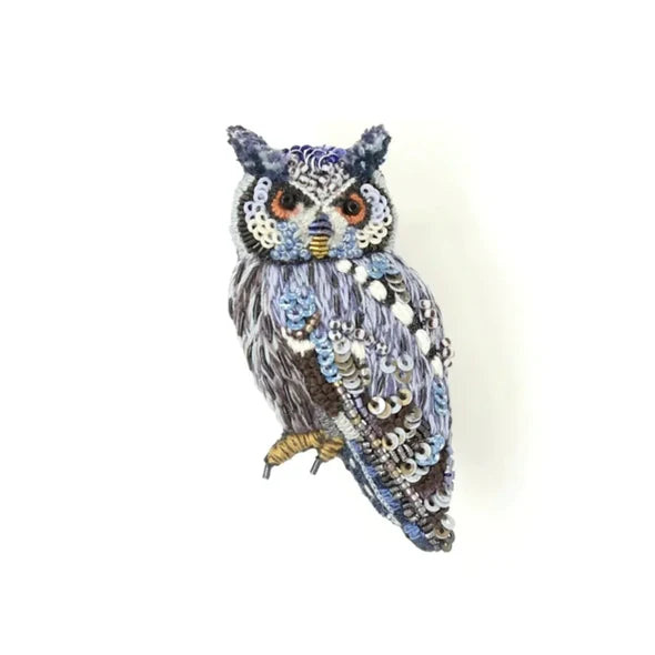 Southern White Faced Owl  Brooch Pin
