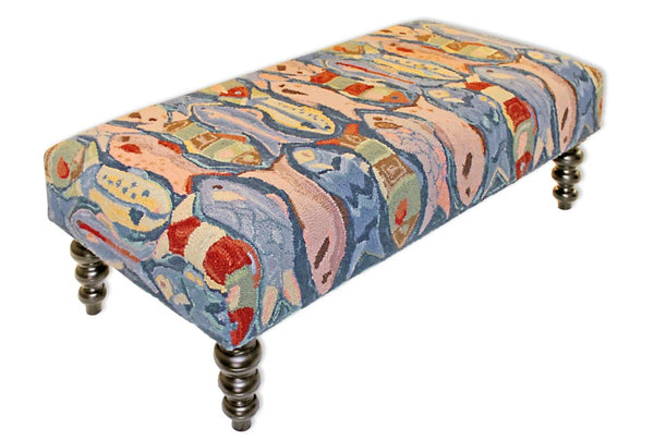 Wool Hooked Bench | Swimming Fish