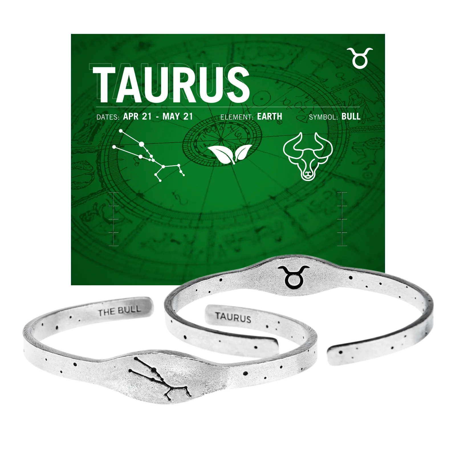 Zodiac Sign Metal Cuff Bracelet [Assorted]