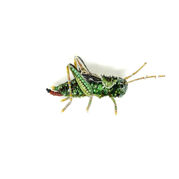 Two Stripped Grasshopper Brooch Pin