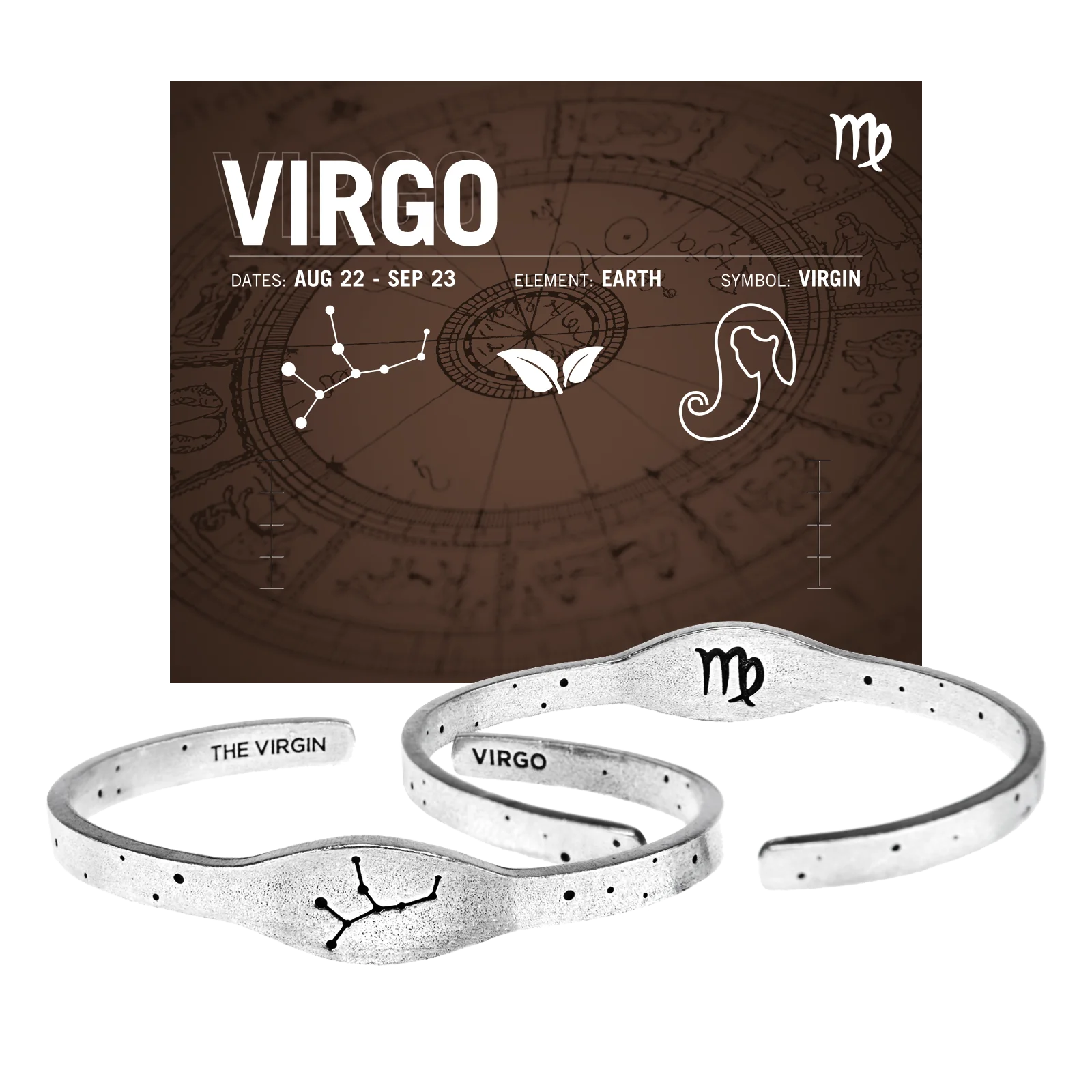 Zodiac Sign Metal Cuff Bracelet [Assorted]