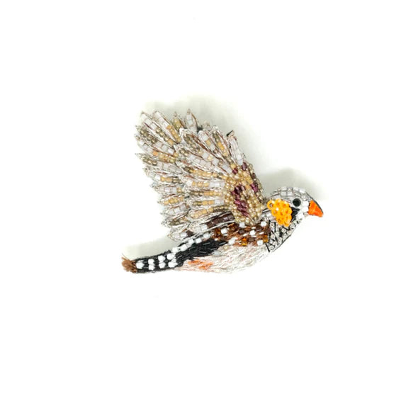 Zebra Finch Brooch Pin