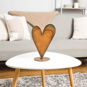 Metal Heart sculpture on coffee table
