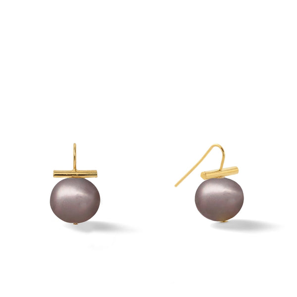 Gold Medium Pebble Pearl Earrings (Assorted)