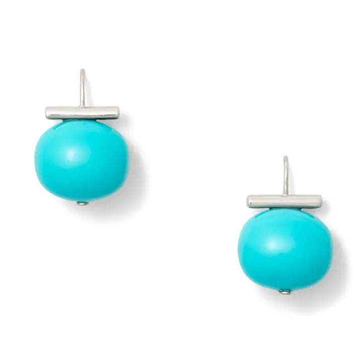 Turquoise Pebble Pearl Earrings | Large [Silver]