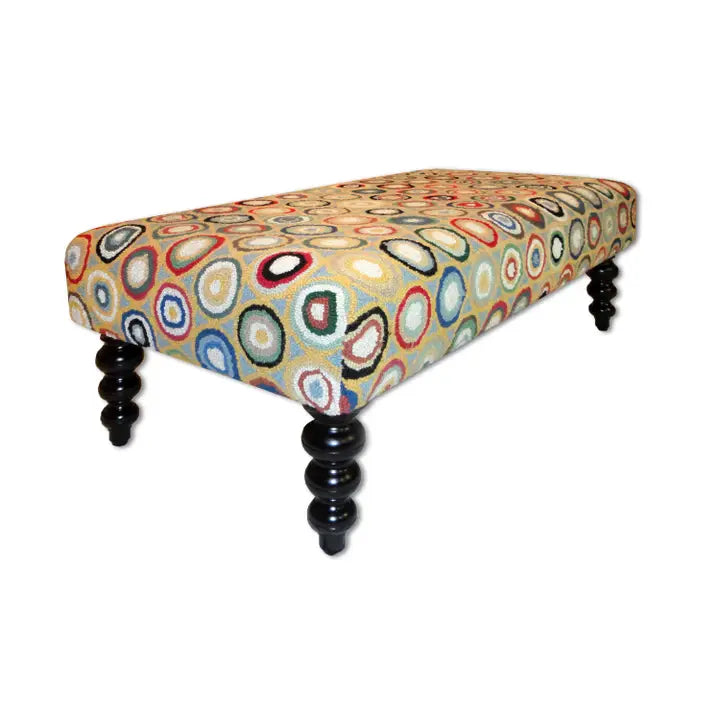 Wool Hooked Bench | Blue Pennies