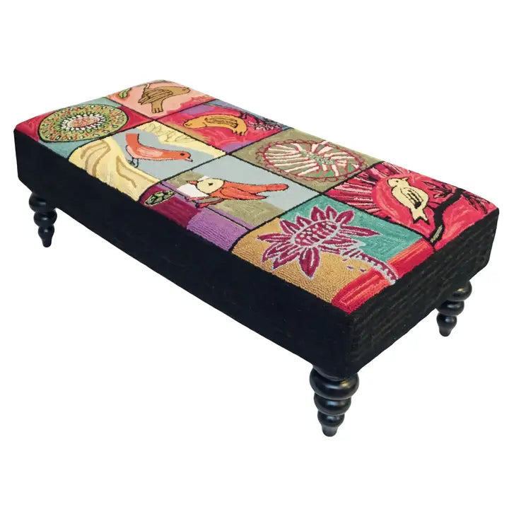 Wool Hooked Bench | Bloomer Birds