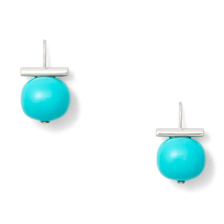 Turquoise Pebble Pearl Earrings | Medium [Silver]