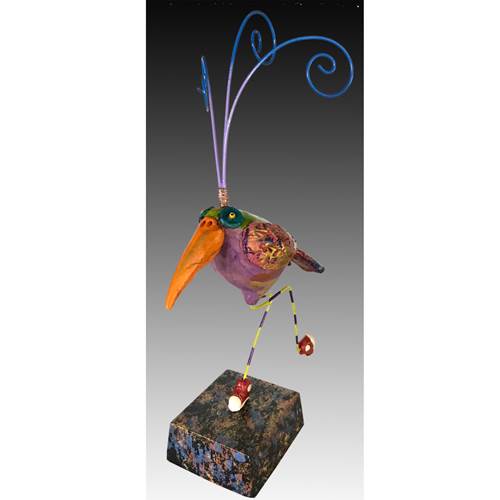 Colorful funky bird sculpture