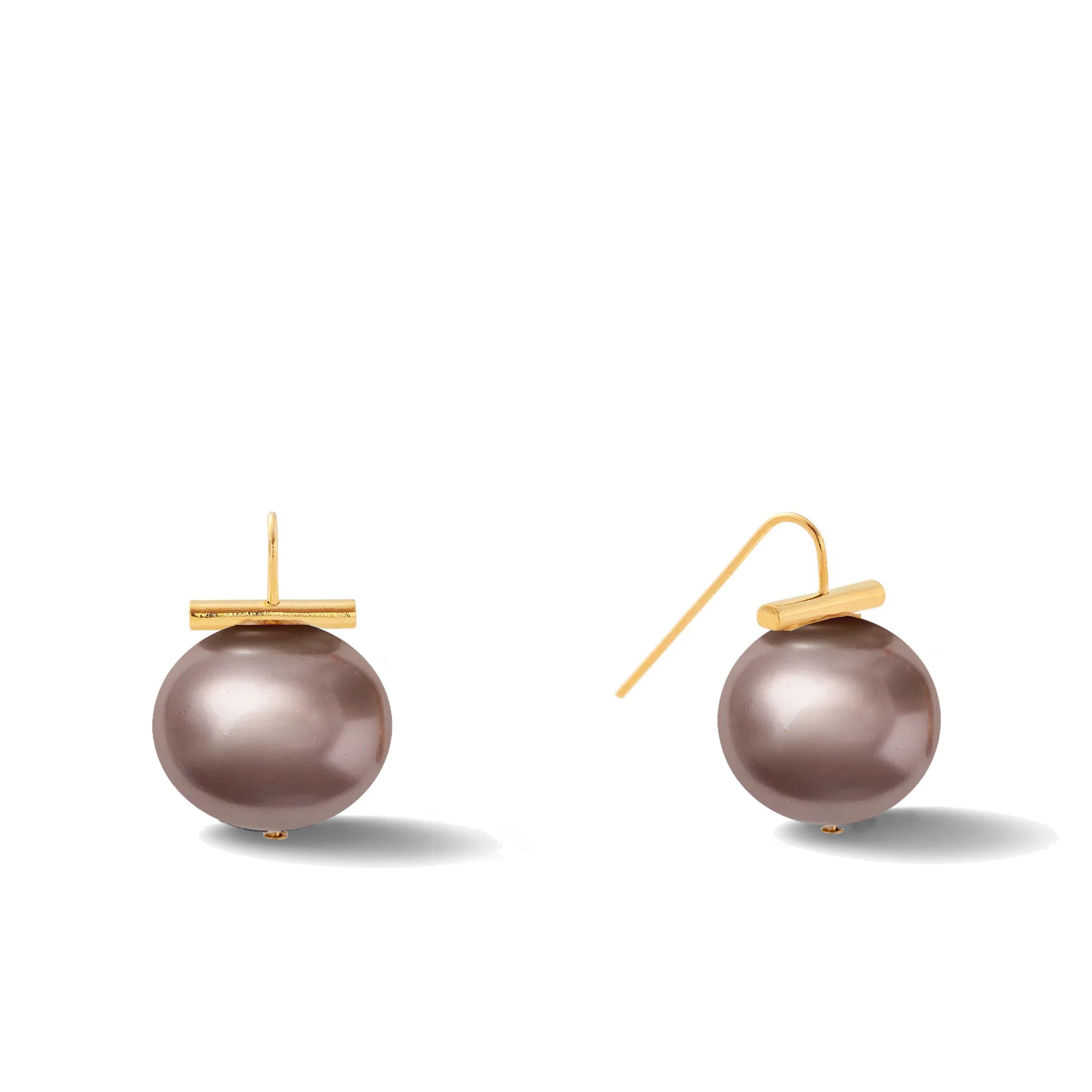 Gold Large Pebble Pearl Earrings (Assorted)