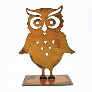 Screech Owl Sculpture – Playful small owl sculpture with flapping wings is the perfect fun touch to your family's fall display on a white background