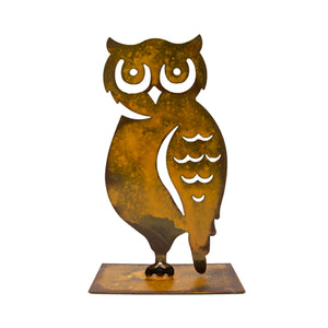 Horned Owl Sculpture – "Owl" you need for charming fall decor is this side profile owl sculpture that pairs great with pumpkin sculptures on a white background