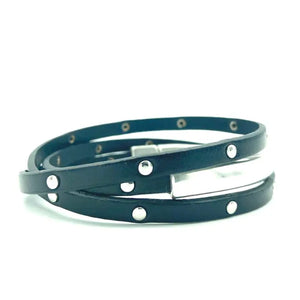 Leather Triple Wrap Bracelet - Silver (Assorted)