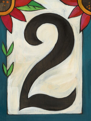 Sincerely, Sticks "2" House Number Plaque option 3 with flowers