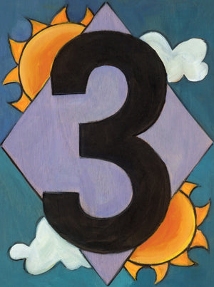 Sincerely, Sticks "3" House Number Plaque option 1 with sun and clouds