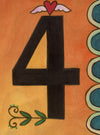 Sincerely, Sticks "4" House Number Plaque option 2 with scallop edge and heart icon