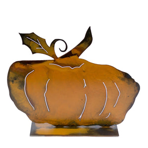 Brady Pumpkin Sculpture – Short and plump pumpkin sculpture is the perfect versatile fall decoration that can be used all season long and especially for Halloween and Thanksgiving on a white background