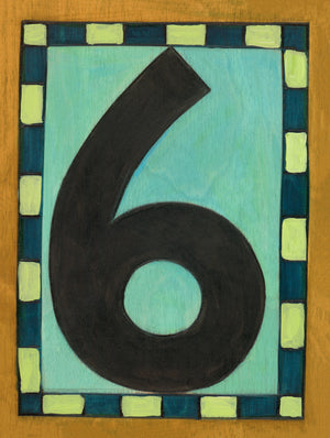 Sincerely, Sticks "6" House Number Plaque option 1 with checked border