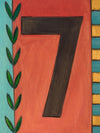 Sincerely, Sticks "7" House Number Plaque option 1 with vine and checks