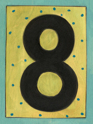 Sincerely, Sticks "8" House Number Plaque option 2 with polka dots